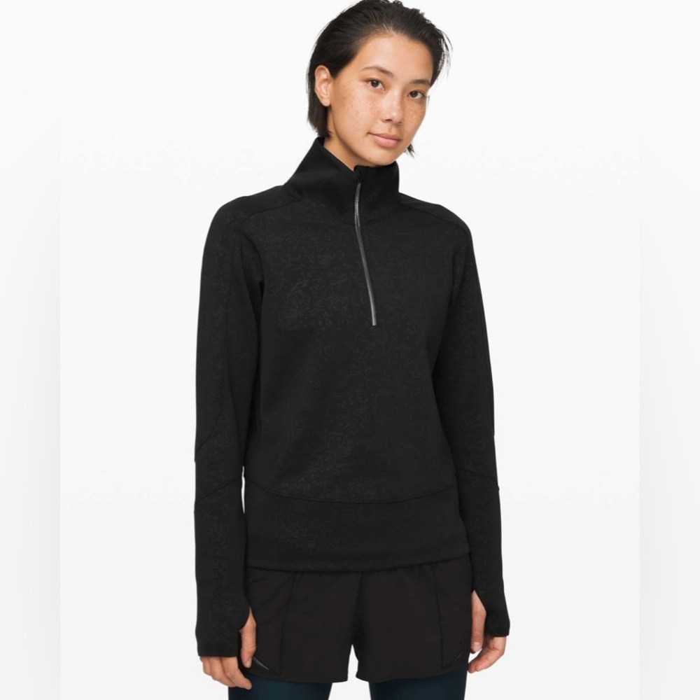 Lululemon Run to Reset 1/2 Zip. Speckle Emboss Black size XS. NWOT.